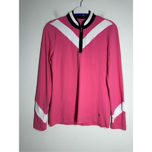 Lohla Sport The Laurie Chevron Top Long Sleeve Athletic Womens Sz M Pink White - Picture 1 of 11